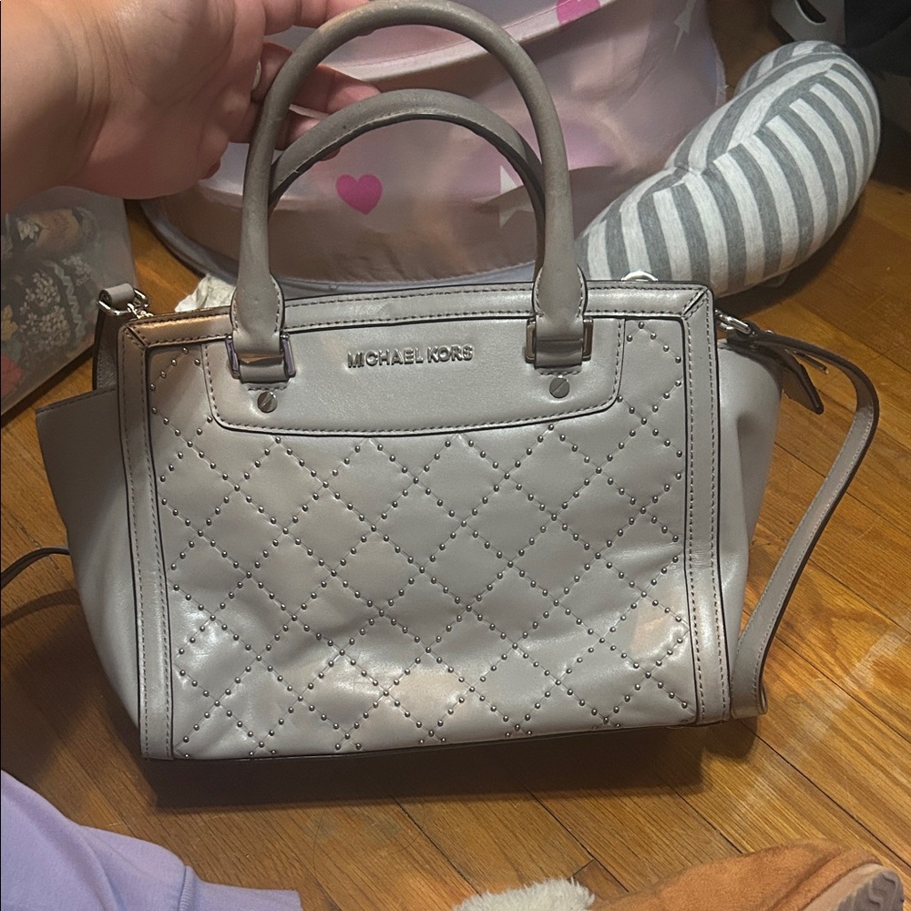 Michael Kors Quilted Satchel in Gray